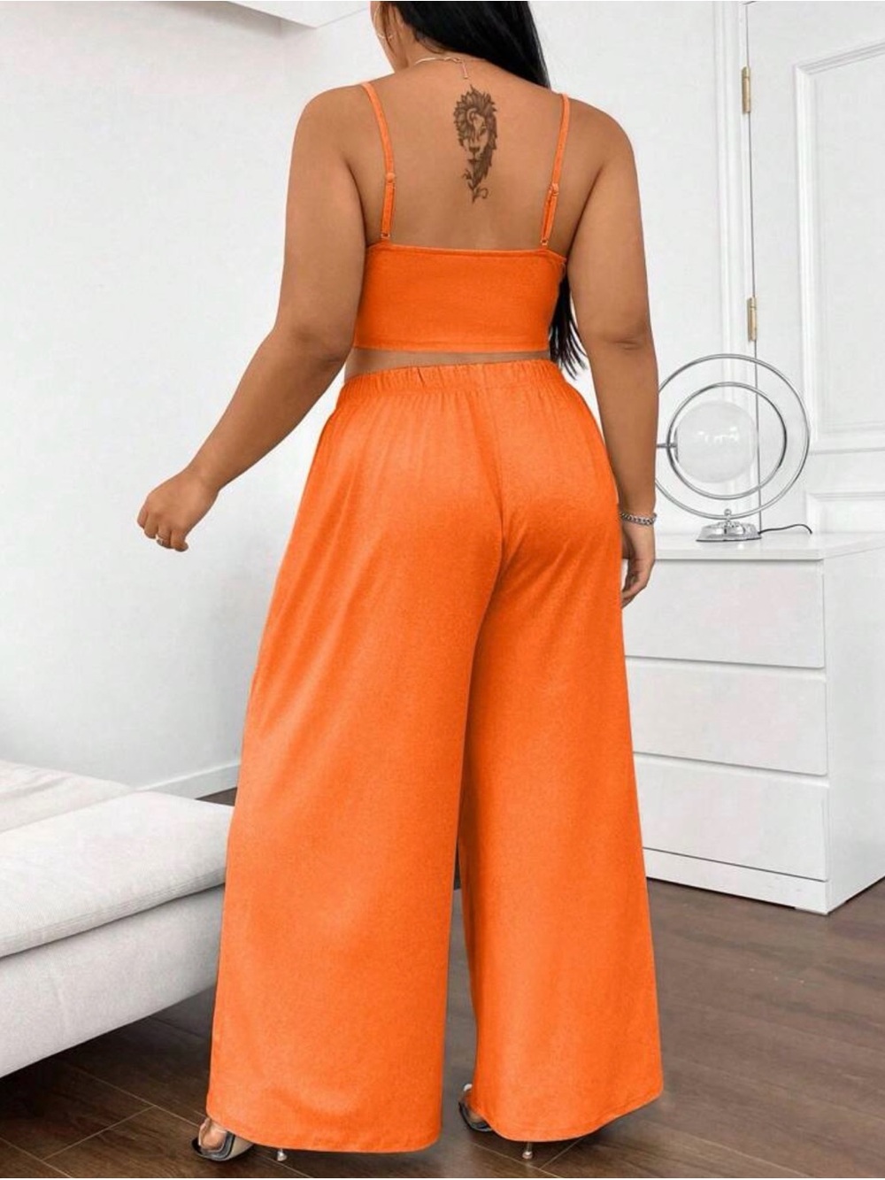 Burgundy (maroon) Women's Wide-Leg Jumpsuit - Picture 2 of 3